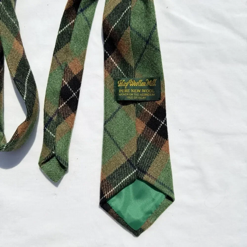 Islay Woollen Mills Tie Green Plaid Wool Isle Of Islay